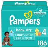 Diapers Size 4, 186 Count - Pampers Baby Dry Disp Diapers Size 4, 186 Count - Pampers Baby Dry Disp