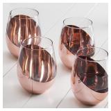 MyGift Modern Copper Accent Stemless Wine Glass S MyGift Modern Copper Accent Stemless Wine Glass S