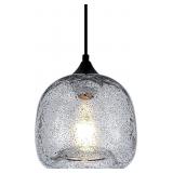 Black Glass Pendant Light 1-Light Seeded Glass Dr Black Glass Pendant Light 1-Light Seeded Glass Dr