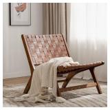 HeuGah Accent Chair, Woven Leather Midcentury Mod HeuGah Accent Chair, Woven Leather Midcentury Mod