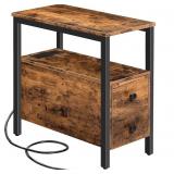 HOOBRO End Table with Charging Station, Narrow Si HOOBRO End Table with Charging Station, Narrow Si
