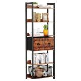 Furologee 6-Tier Bookshelf, Tall 71' Rustic Bookc Furologee 6-Tier Bookshelf, Tall 71' Rustic Bookc