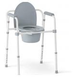 Medline 3-in-1 Steel Folding Bedside Commode, Com Medline 3-in-1 Steel Folding Bedside Commode, Com
