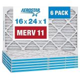 Aerostar 16x24x1 MERV 11 Pleated Air Filter, AC F Aerostar 16x24x1 MERV 11 Pleated Air Filter, AC F