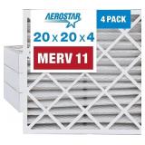 Aerostar 20x20x4 MERV 11 Pleated Air Filter, AC F Aerostar 20x20x4 MERV 11 Pleated Air Filter, AC F