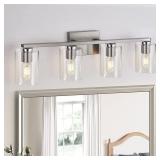 DRNANLIT 4-Light Bathroom Light, Brushed Nickel V DRNANLIT 4-Light Bathroom Light, Brushed Nickel V