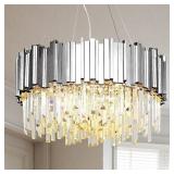MarkDee Modern Crystal Chanderliers, Chrome Round MarkDee Modern Crystal Chanderliers, Chrome Round