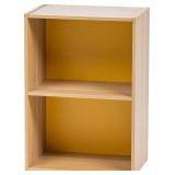 IRIS USA 2-Tier Wood Storage Shelf, Yellow/ White IRIS USA 2-Tier Wood Storage Shelf, Yellow/ White