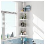Corner Shower Caddy Tension Pole: Rust Proof 4Tie Corner Shower Caddy Tension Pole: Rust Proof 4Tie
