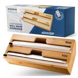 2 in 1 Wrap Dispenser with Cutter and Labels, Plas