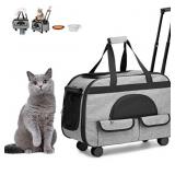 Large Rolling Cat Carrier with on Wheels, Small Do