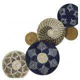 EXA Set of 6 Hanging Woven Wall Basket Decor Peony