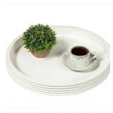 Carah & Cossh Round Wooden Serving Tray, Whitewash