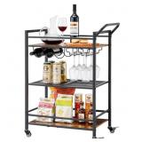 Tajsoon 3-Tier Bar Cart, Mobile Bar Serving Cart,