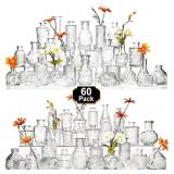 Arme Glass Bud Vase Set of 60 Pcs, Small Clear Gla
