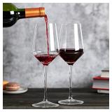 Yaschmo Crystal Wine Glasses Set of 4,13oz Clear R