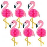 Blulu 6 Pieces Flamingo Honeycomb Hanging Decorati