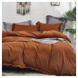 CLOTHKNOW Ruffles Pumpkin Comforter Set King Boho
