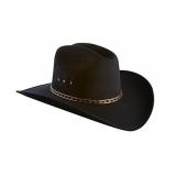 Faux Felt Wide Brim Western Cowboy Hat Elastic Ban