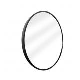 QKA Bathroom Round Mirror 20-Inch Black Wall Circl