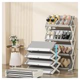 Meonovee 4-Tier Shoe Rack Narrow Folding Shoe Stor