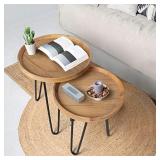 Oakrain Nesting Tables for Living Room, Round Nest