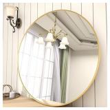 BEAUTYPEAK 24 Inch Round Mirror, Gold Metal Frame