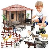Farm Animals Farmhouse Building Toys, Farm Figurin