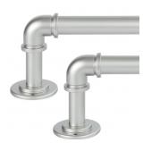 2 Pack Silver Industrial Curtain Rods for Windows
