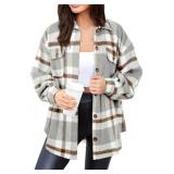 NIeyook Women's Casual Plaid Flannel Shacket Jacke