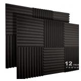 JBER 12 Pack Acoustic Foam Panels, 1' X 12' X 12'