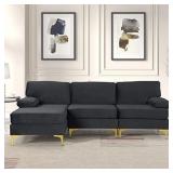 Casa Andrea Milano Modern Large Velvet Fabric Sect