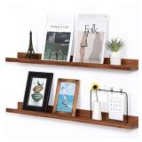 AZSKY Light Walnut Color Wood Wall Floating Shelve