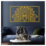 ESTART Large Lotus Flower Metal Wall Art 3-piece S
