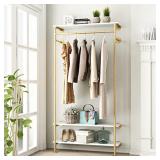 Smlttel Gold Wall Clothing Racks with White Shelve