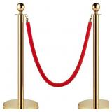 Premium Red Velvet Ropes and Posts with Gold Stanc