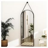 HARRITPURE 16'x48'Arched Mirror with Hanging Leath