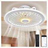 AFSEMOS 19' Modern Flush Mount Ceiling Fan with Li
