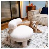 LUGSHIREE Ottoman Pouf Boucle Chair,Small Upholste