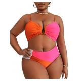 MakeMeChic Women's Plus Size 2 Piece Swimsuit Colo