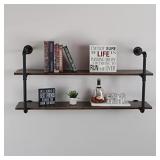 MBQQ Industrial Retro Pipe Shelf 48in 2 Tier Wall