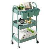 danpinera 3-Tier Rolling Cart, Metal Rolling Stora