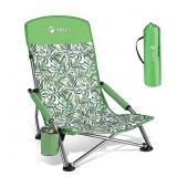 VILLEY Low Beach Chair, High Back Folding Beach Ch
