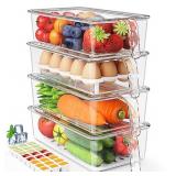 VIVAIVE 4 Pack Fridge Organizers and Storage,Clear