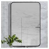 Aldado Black Bathroom Wall Mirror, 24x36 Inch Vani