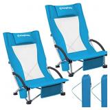 KingCamp Beach Adults 2 Pack Low Seat Foldable Por