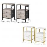 YATINEY Nightstands Set of 2, End Table with Charg
