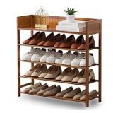 Suwoic Bamboo Shoe Rack Organizer, 5 Tier Shoe She