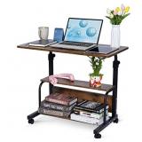 QZMDSM Portable Rolling Desk Adjustable Laptop Des