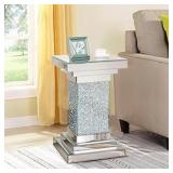 Pregaspor Silver Mirrored End Table,Square Mirrore